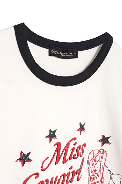 Quzu Μπλουζάκι με στάμπα Ecru Cowboy Boots