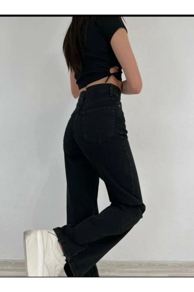 mooishan Lya Hsn New Season Fashion Alessia Lycra Blugi din denim cu talie ne...