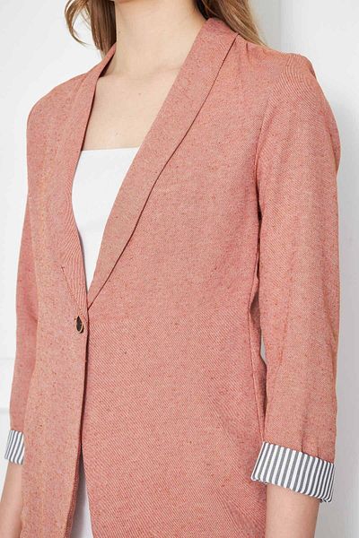 armonika Gestreifte Damenjacke mit einem Knopf und Kachelärmeln ARM-22K001122