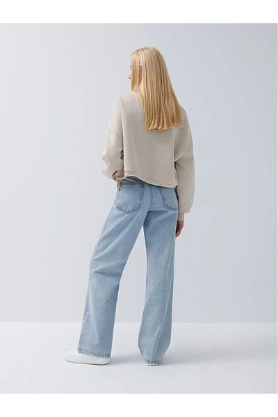 LİMABEL Gizem Milano - Love Jasmin Julia Anii 90 Blue Lycra Blugi largi cu talie super înaltă
