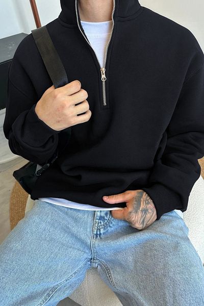 BayBayan Men's Half Zip Thick Winter Premium Model Sweatshirt