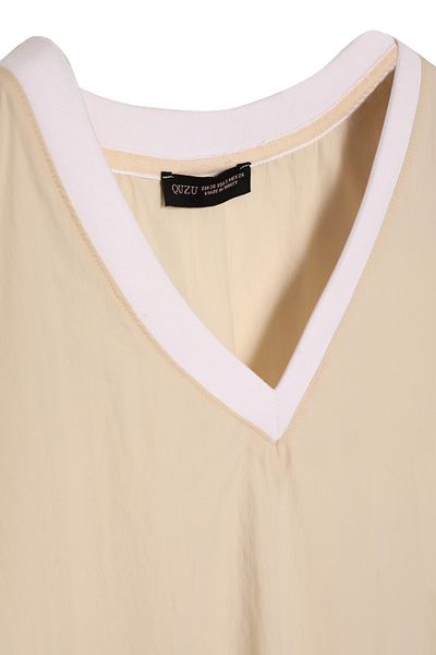 Quzu V-Neck Short Sleeve Oversize T-Shirt Stone