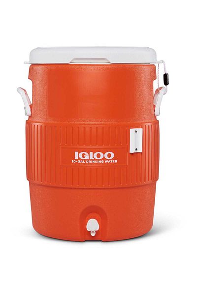 IGLOO - 10 Gallon Seat Top With Cup Dispenser - Orange