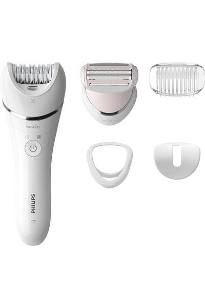 Philips Philips BRE710/00 Wet/Dry Epilator, 5 accessories, cordless use, 2 speeds, Opti-light, White
