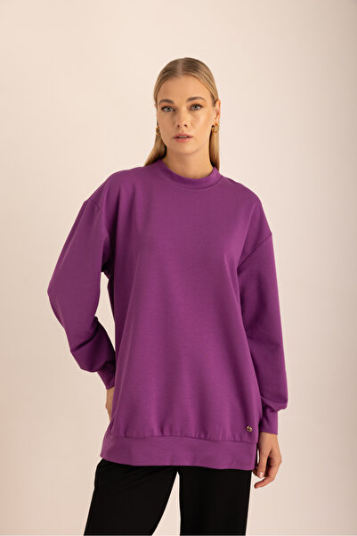 Aker Mor Logo Detaylı Rahat Kalıp Sweat