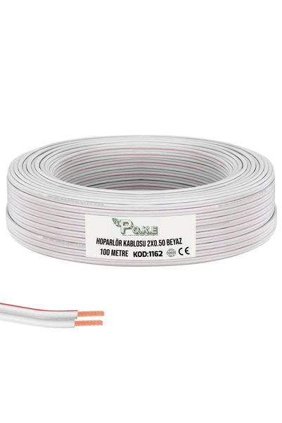 Poke 2x0.50 Hoparlör Kablosu Kordon Beyaz 100mt Poke Pk-1162