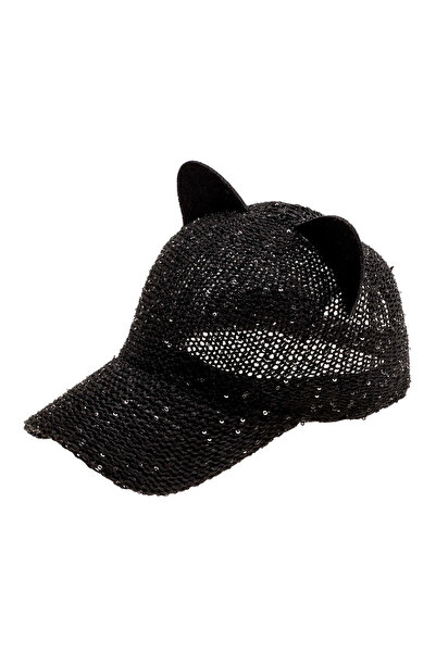 Bay Şapkacı Kadın Pullu Kep Siyah 1149