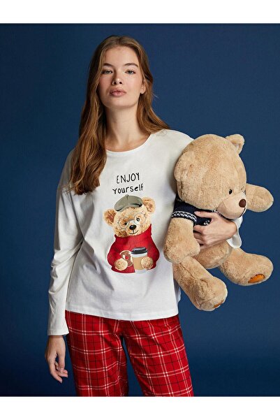 LC Waikiki Bisiklet Yaka Baskılı Kadın Pijama Takım