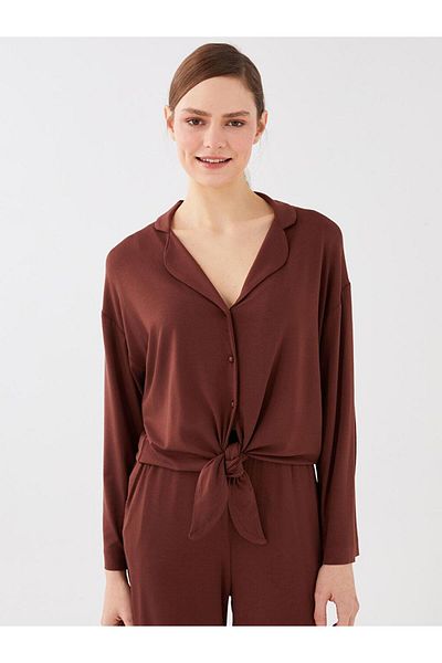 LC Waikiki Shirt Collar Plain Long Sleeve Women's Pajama Set