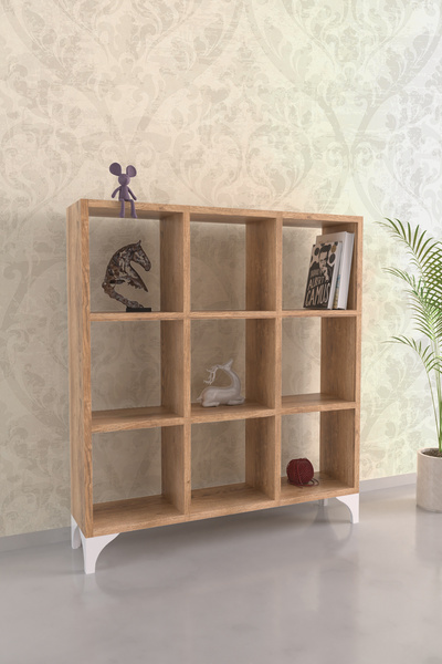 hediye kapında "Lina" Küp Model 9 Raflı Kitaplık Çok Amaçlı Dekoratif Obje Ra...