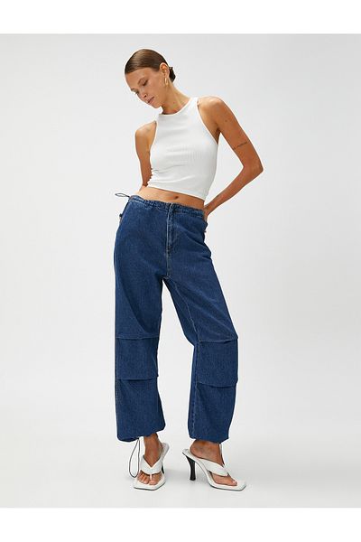 Koton Denim Parachute Trousers with Pockets, Waist and Leg with Stopper, Cotton