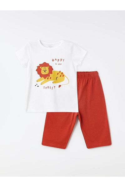 LC Waikiki Crew Neck Short Sleeve Printed Baby Boy Pajama Set (S4)
