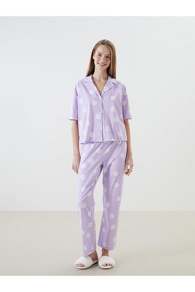 LC Waikiki Set pijamale dama cu guler camasa cu flori