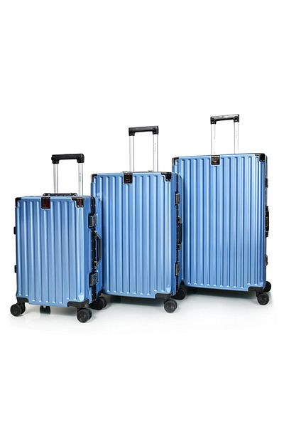 MORANO 3-Piece Unisex Morano Travel Luggage Trolley Set Blue Size 28''-24''-20'' Inches.
