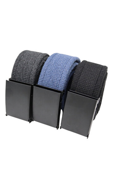 Anatolia Plus Size Black Woven Jeans Canvas Belt
