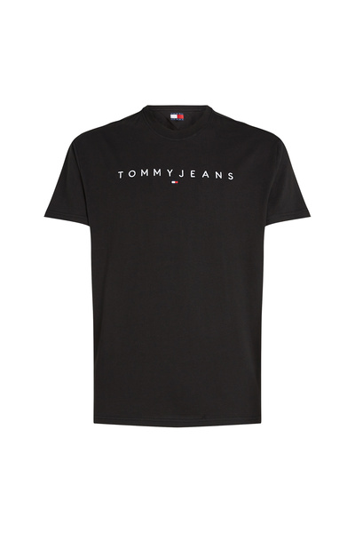 Tommy Jeans Bisiklet Yaka Siyah Erkek T-Shirt DM0DM20744BDS TJM REG LINEAR LOGO