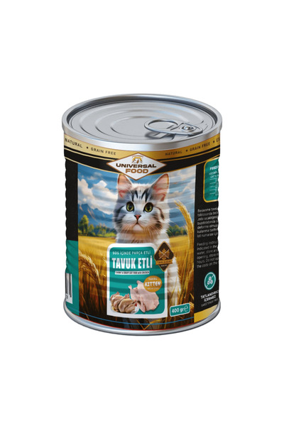 UNİVERSAL FOOD PREMİUM TAVUK PARÇA ETLİ KİTTEN 400G YAVRU KEDİ KONSERVE (12 ADET)