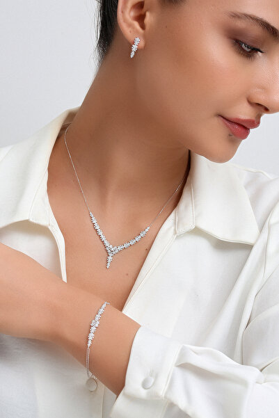 Altınkesesi 14 Ayar Altın Taşlı Nişan Seti - Beyaz Mini Set