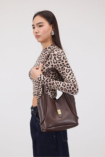 Addax Lock Detailed Puppy Hand and Shoulder Bag Ç1039-G8