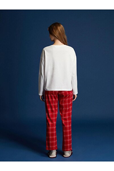 LC Waikiki Bisiklet Yaka Baskılı Kadın Pijama Takım