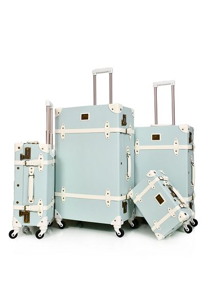 MORANO Morano 4 Piece Classic Full Leather Luggage Set with Spinner Wheels and Safety Lock