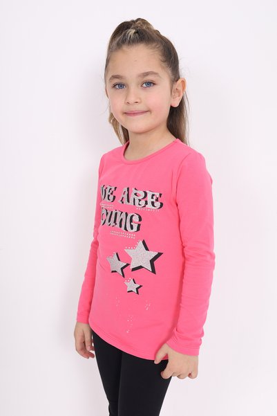 Toontoy Tricou cu incrustații de piatră pentru fetiță cu imprimeu