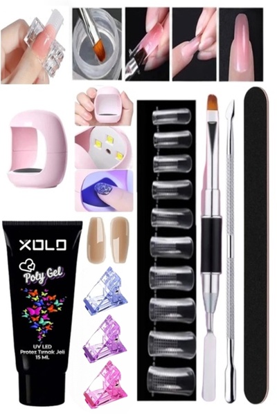 xolo 8 Parça Polijel Uygulama Seti Sevilen Renkler Serisi Poligel Akril Prote...