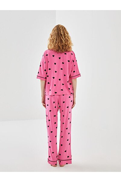 LC Waikiki LCW DREAM Pembe Gömlek Yaka Desenli Kadın Pijama Takımı T T