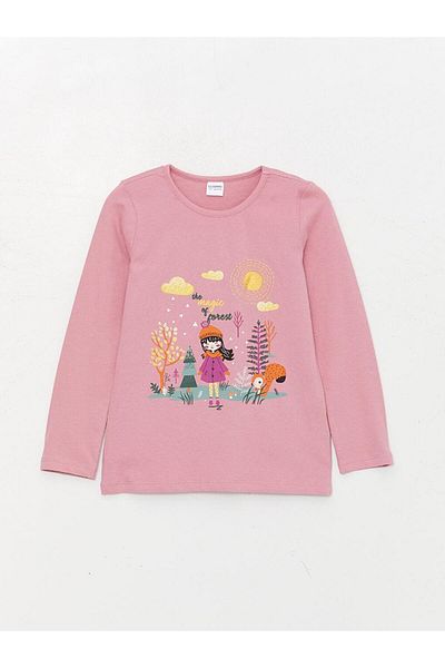 LC Waikiki Crew Neck Printed Long Sleeve Girl's Pajama Set