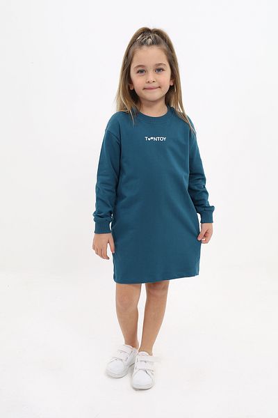 Toontoy Girl's Crew Neck Printed Dress