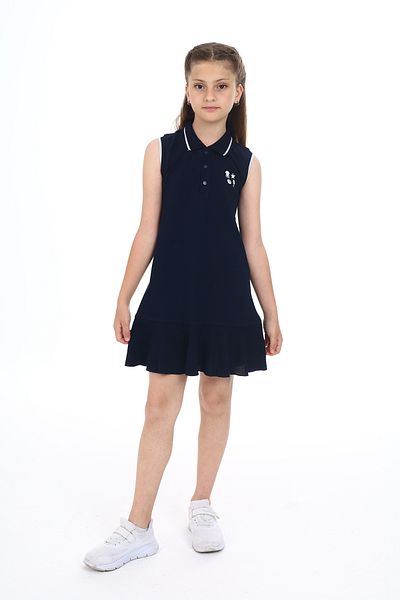 Toontoy Girl's Polo Neck Button Dress