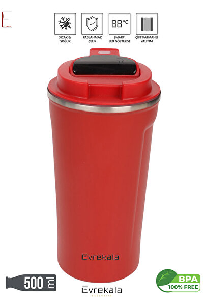 Evrekala Termos Dijital Isı Göstergeli Sıcak-Soğuk Paslanmaz Çelik 0.5 Lt Dij...