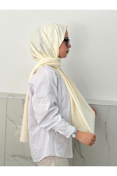 locella Σάλι Jacquard Cream - Μοντέλο JSL1212