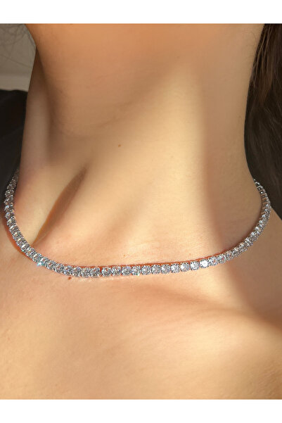 Aslı Jewelry Özel Seri 4mm Zirkon Su Yolu Kolye KOL001