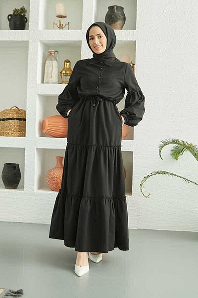 Neways 6567-Carla Gathered Dress Black