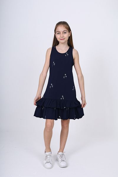Toontoy Girls Ruffled Palm Tree Printed Dress