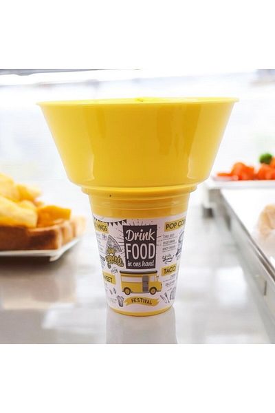Ditmo Tuffex Corn Chips and Snack Bucket Glass with Straw - Fast Food