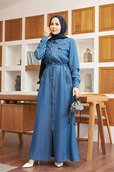 Neways Dark Blue Zippered Dress - 6641