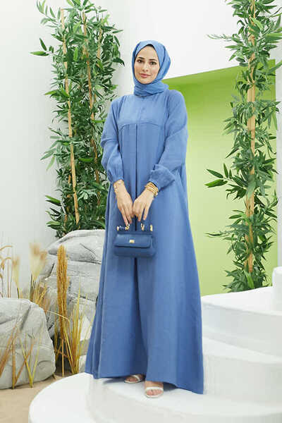 Neways 6482-Modal A Pleated Dress Indigo