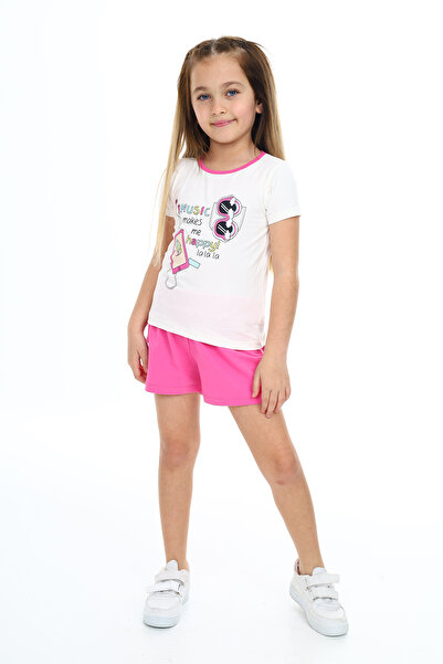 Toontoy Girl's Mucis Makes Me Happy Printed Shorts Set