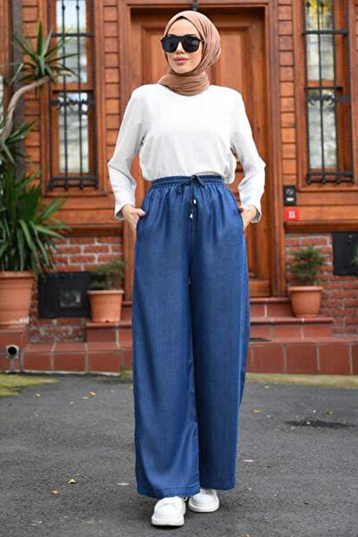 Neways 1105-Elastic Denim Trousers Dark Blue