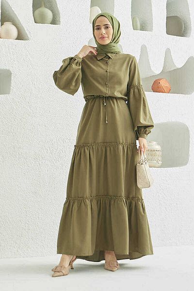 Neways Khaki Color 6567-Carla Drawstring Dress