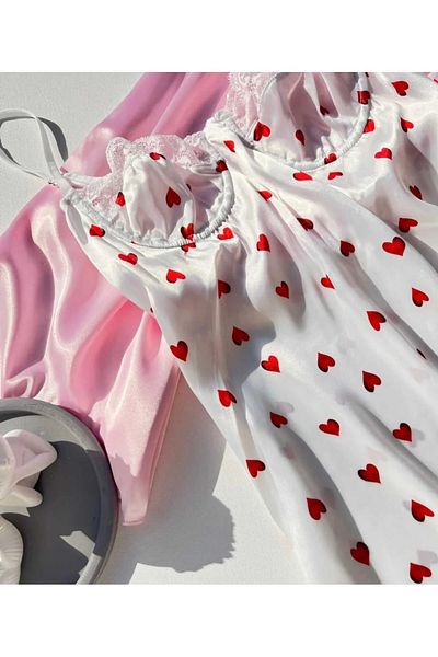 love secret Ημέρα του Αγίου Βαλεντίνου Σατέν Ruched Chest Lift Underwire Καθιστή μέση Γυναικείο κοντό νυχτικό με λεπτομέρεια στην πλάτη