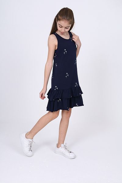 Toontoy Girls Ruffled Palm Tree Printed Dress