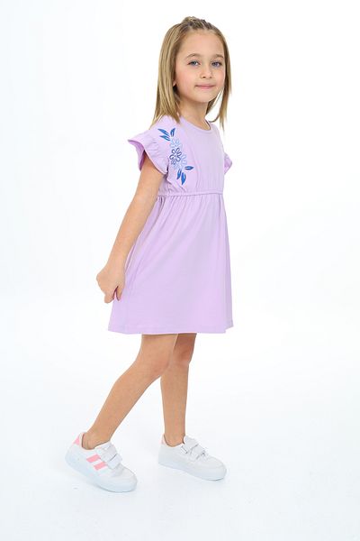 Toontoy Girl's Embroidered Sleeve Ruffle Detail Dress