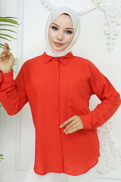 benguen Red Linen Shirt - Model 20153