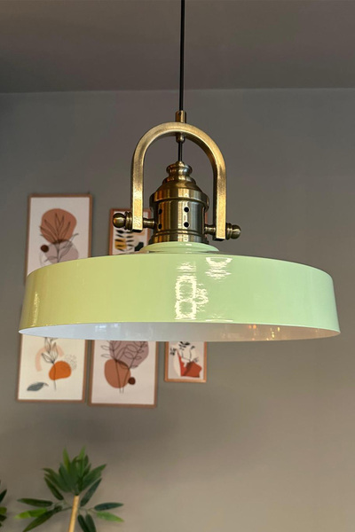 Bamyum Açe Mint Tekli Delikli Eskitme Başlık Avize Retro Sarkıt Ofis Showroom...