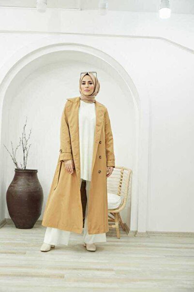 Neways 6572-kürklü Trençkot Camel