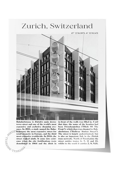 Postifull Zurich - Elveția, Poster tematic oraș, Poster de perete fără cadru, nr:30049
