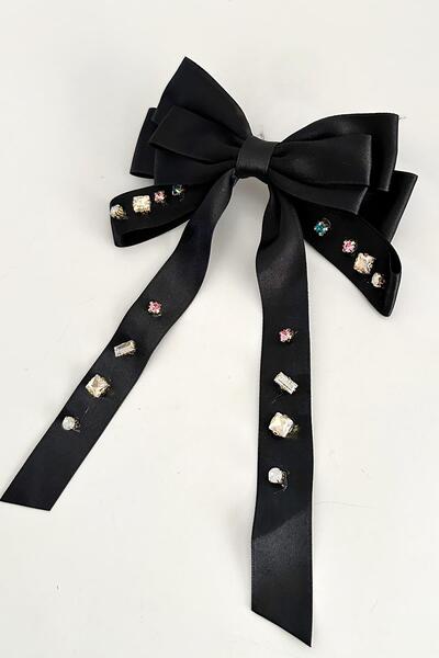 New Obsessions Luxury Satin Bow - Emily Elegant Stone Detailed Buckle